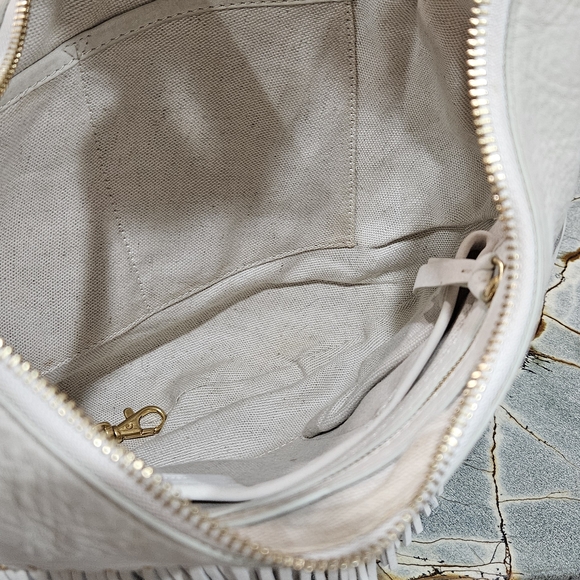 Michael Kors Cream Leather Fringe Hobo Bag Y2K - Picture 10 of 13
